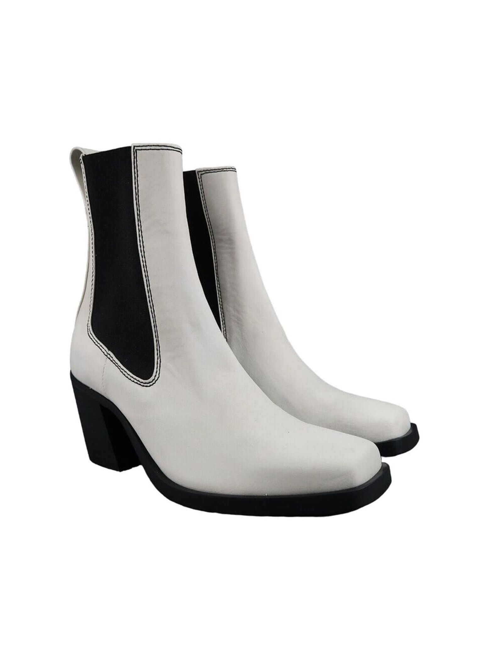 Rag & Bone Shoes Womens 38.5 Boots Fashion Block Heel Leather White Axis Chelsea